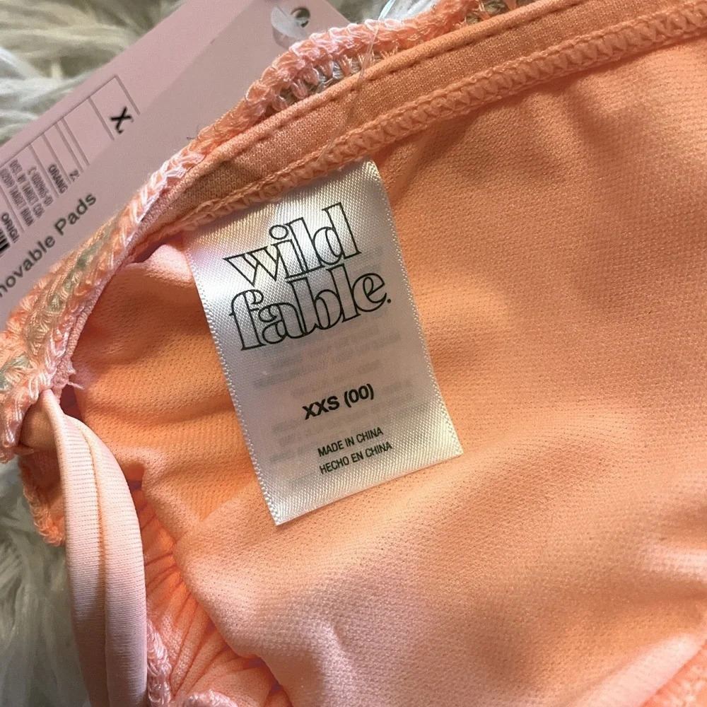 NWT Wild Fable Crocheted bikini top XXS in orange and gray Adjustable all straps - Picture 5 of 7
